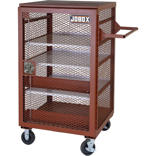 Mobile Mesh Cabinet, Steel, 22 Cubic Feet, Red