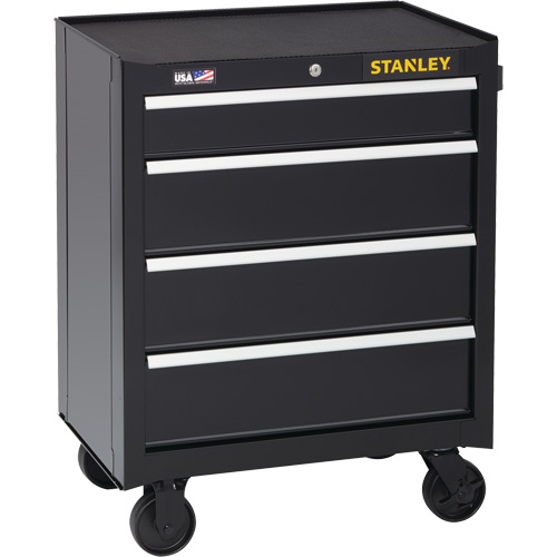 300 Series Rolling Tool Cabinet, 4 Drawers, 26-1/2" W x 18" D x 34" H, Black