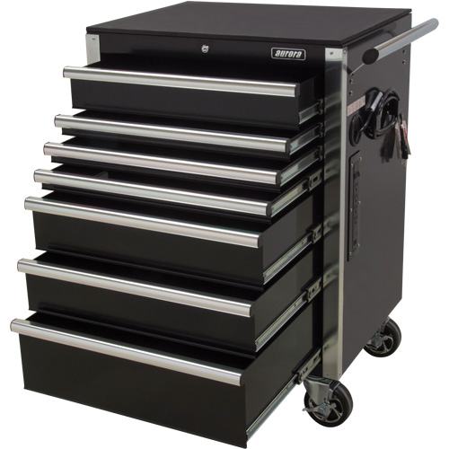 Heavy-Duty Tool Cart, 7 Drawers, 28" W x 22" D x 42-3/8" H, Black -  - TER069