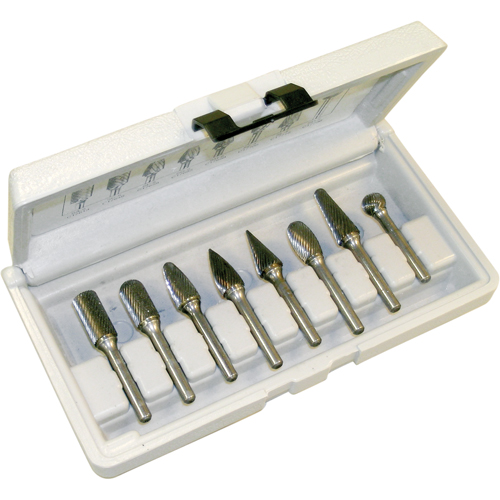 Right Hand Spiral Burr Sets, 8 Pieces