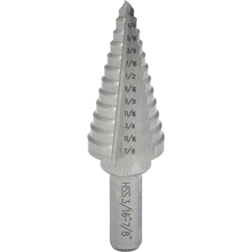 Progressive Step Drill, 1/4" - 3/8" , 1/8" Increments, High Speed Steel