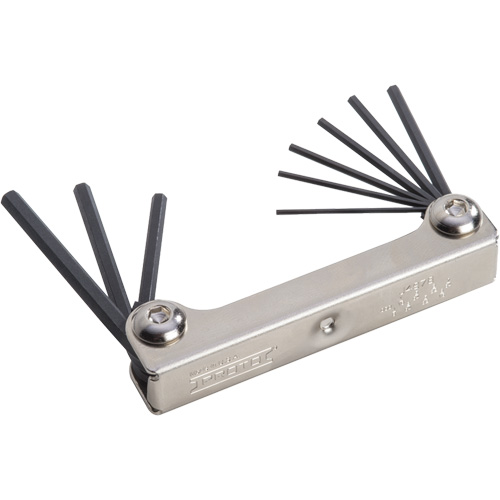 Folding Hex Key Set, 9 Pcs., Imperial