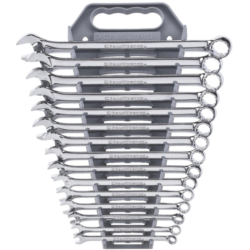 12-Point Long Pattern Wrench Set, Combination, 15 Pieces, Metric
