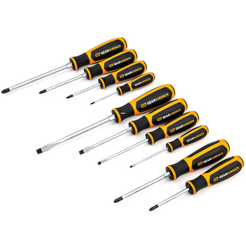 Phillips/Slotted/Pozidriv Dual Material Screwdriver Set, 10 Pcs.