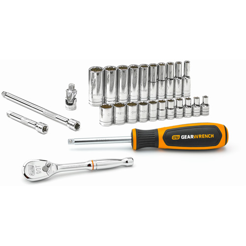 12-Point SAE Mechanics Tool Set, 26 Pcs, 1/4" Drive Size