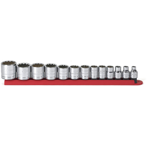12-Point SAE Socket Set, 13 Pcs, 3/8" Drive Size