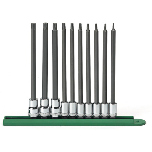 Long Bit Socket Set, Torx, 1/4"/3/8" Drive, 10 Pcs