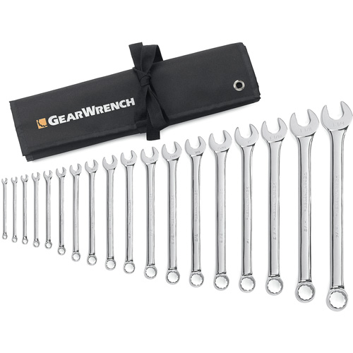 12-Point Long Pattern Wrench Set, Combination, 18 Pieces, Imperial