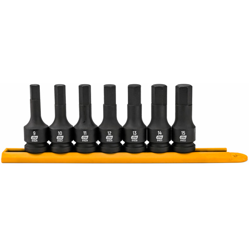 Impact Metric Bit Socket Set, Hex, 1/2" Drive, 7 Pcs