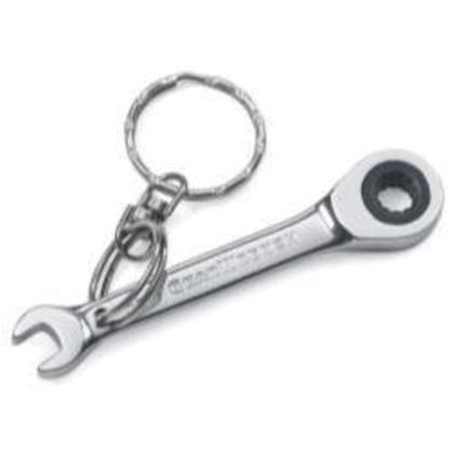 Ratcheting Wrench Stubby Keychain, 12 Point, 1/4", Chrome Finish