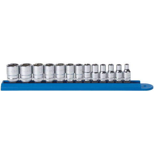6 Point Standard Metric Socket Set, 13 Pcs, 1/4" Drive Size