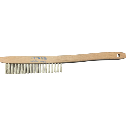 Curved-Handle Scratch Brushes, Stainless Steel, 4 x 19 Wire Rows, 14" Long