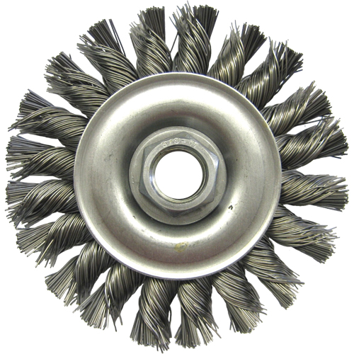 Wire Wheel Brushes, 4" Dia., 0.02" Fill, 5/8"-11 Arbor, Steel