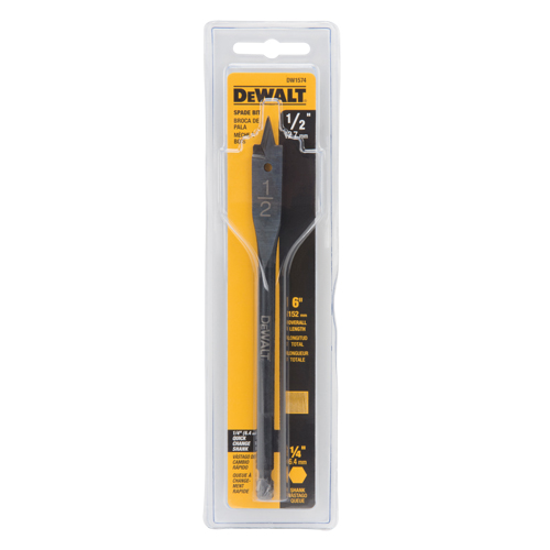 Spade Drill Bit, 1/2" Diameter, 1/2" Shank, 6" Length