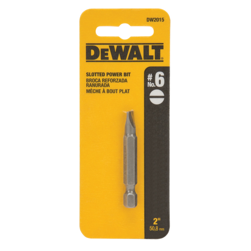 Screwdriver Bit, Slot, #6 Tip, 1/4" Drive Size, 2" Length