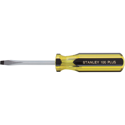 100 PLUS® Standard Slotted Tip Screwdriver, 3/16" Tip, Round, Plastic Handle