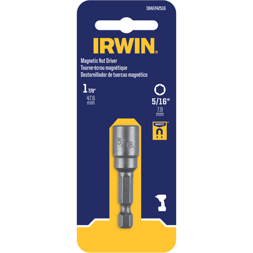 Nutsetter, 5/16" Tip, 1/4" Drive, 1-7/8" L, Magnetic