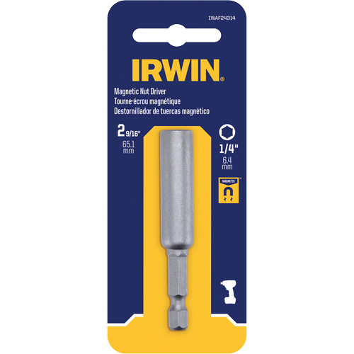 Nutsetter, 1/4" Tip, 1/4" Drive, 2-9/16" L, Magnetic