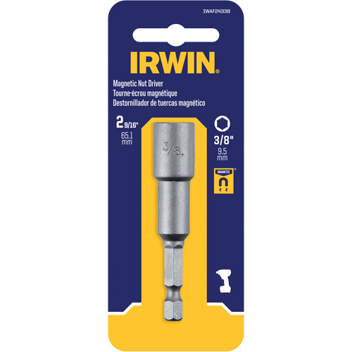 Nutsetter, 3/8" Tip, 1/4" Drive, 2-9/16" L, Magnetic