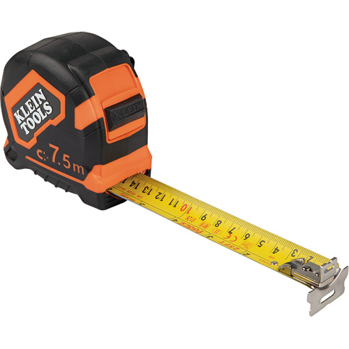 Magnetic Double-Hook Tape Measure, 7.5 m, 1/16"/1 mm Graduations