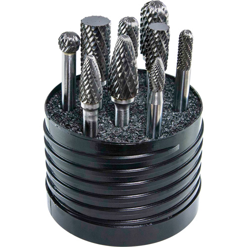 Drillco® Magnum SET 1 Solid Carbide Double Cut Burr Set, 8 Pieces