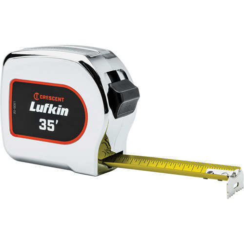 Legacy Chrome Case Yellow Clad Tape Measure, 1-1/8" x 35', Imperial Graduations