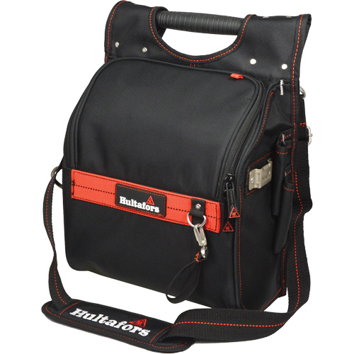 Zippered Professional Electrician's Tool Pouch, Ballistic Polyester, 19 Pockets, Black/Orange