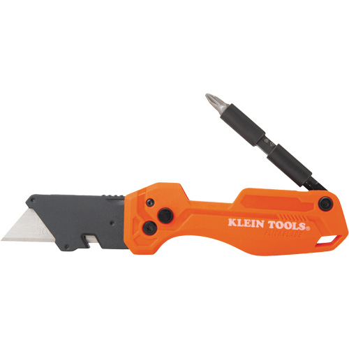 Folding Utility Knife With Driver, 1" Blade, Steel Blade, Plastic Handle