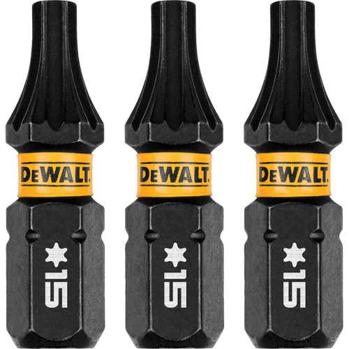 3-Piece FLEXTORQ Impact Screwdriving Bits, Torx, T-15, 1/4" Drive