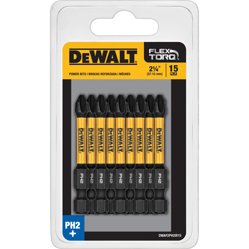 15-Piece FLEXTORQ Impact Screwdriving Bits, Phillips, #2, 1/4" Drive