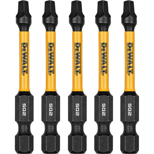 5-Piece FLEXTORQ Impact Screwdriving Bits, Square, #2, 1/4" Drive