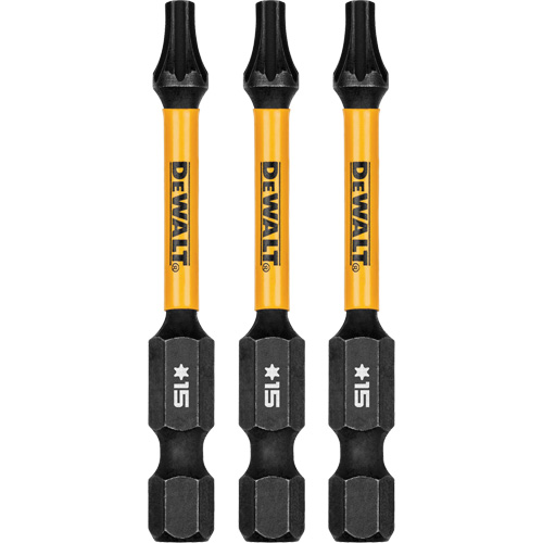 3-Piece FLEXTORQ Impact Screwdriving Bits, Torx, T-15, 1/4" Drive