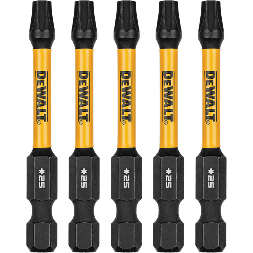 5-Piece FLEXTORQ Impact Screwdriving Bits, Torx, T-25, 1/4" Drive