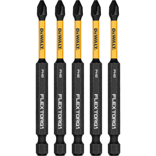 5-Piece FLEXTORQ Impact Screwdriving Bits, Phillips, #2, 1/4" Drive