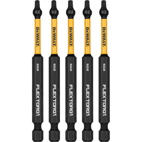 5-Piece FLEXTORQ Impact Screwdriving Bits, Square, #2, 1/4" Drive