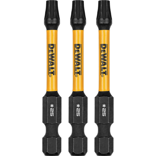 3-Piece FLEXTORQ Impact Screwdriving Bits, Torx, T-25, 1/4" Drive