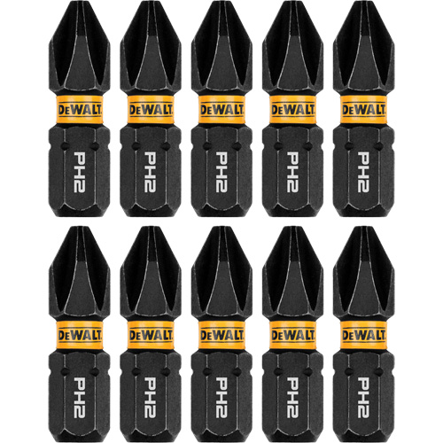 10-Piece FLEXTORQ Impact Driver Bit Set, Phillips, #2 Tip, 1/4" Drive Size, 1" Length