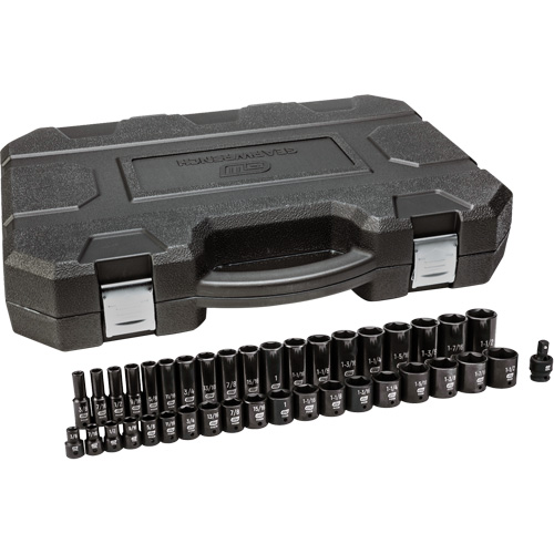 6-Point SAE Socket Set, 39 Pcs, Impact, 1/2" Drive Size, Deep