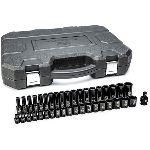 6-Point Standard & Deep Impact Metric Socket Set, 39 Pcs, Impact, 1/2" Drive Size, Deep
