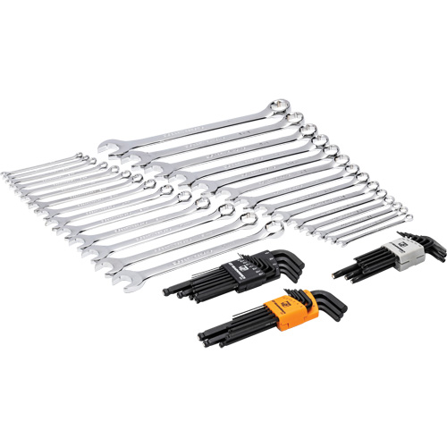 6-Point Combination Wrench and Hex Key Set in Foam Storage Tray