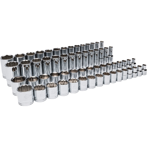 Master SAE Socket Set in Foam Storage Tray, 60 Pcs, 1/2" Drive Size, Deep