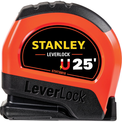 High-Visibility Magnetic LEVERLOCK Tape Measure, 25', Imperial Graduations