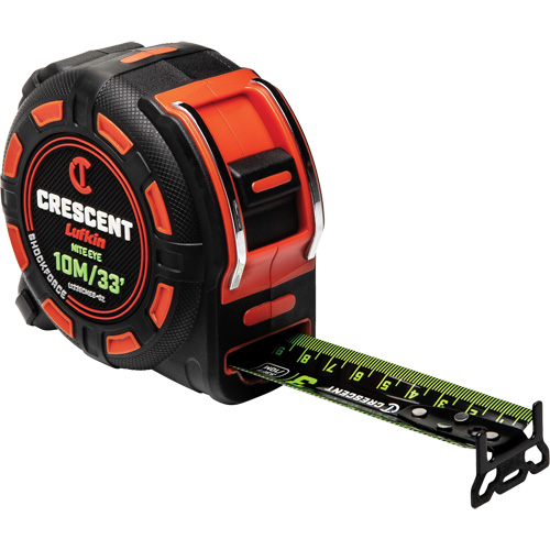Shockforce™ NITE EYE Tape Measure, 1-1/4" x 35'/10 m, Metric/SAE Graduations