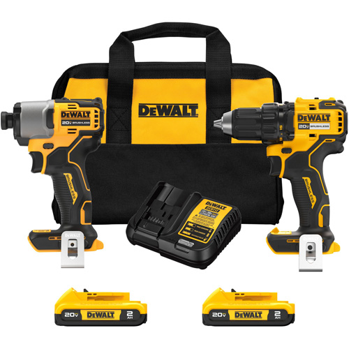 Brushless Cordless Drill/Driver & Impact Driver Combo Kit, Lithium-Ion, 20 V