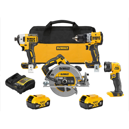 XR Brushless Cordless 4-Tool Combo Kit, Lithium-Ion, 20 V