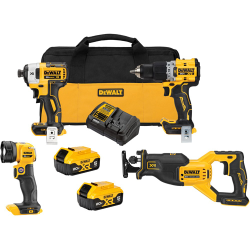 XR Brushless Cordless 4-Tool Combo Kit, Lithium-Ion, 20 V
