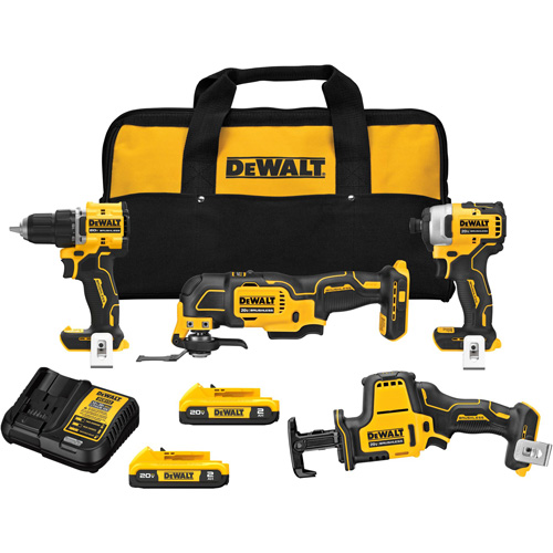 ATOMIC Cordless Brushless 4-Tool Combo Kit, Lithium-Ion, 20 V