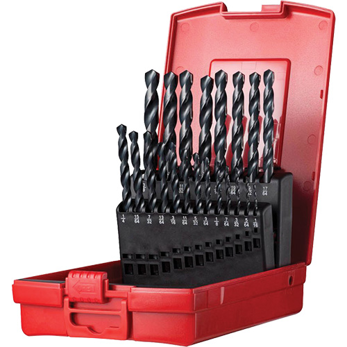 Jobber Length Drill Bit Set, 21 Pieces, High Speed Steel
