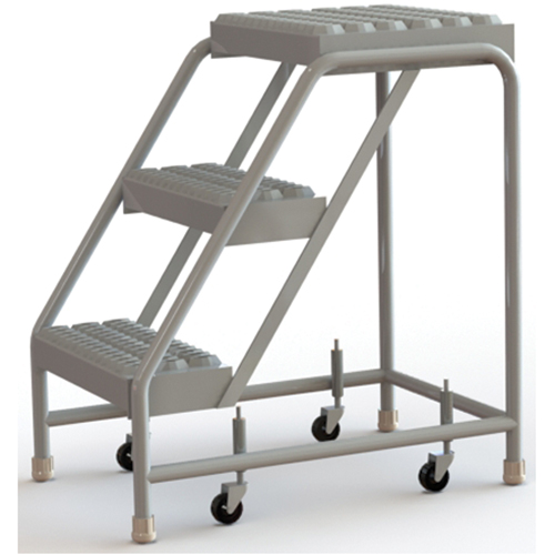 Rolling Ladder, 3 Steps, 16" Step Width, 30" Platform Height, Aluminum - Rolling Step Ladder - VC499