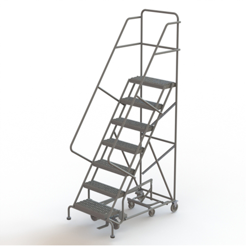 All Directional Rolling Ladder, 7 Steps, 24" Step Width, 70" Platform Height, Steel